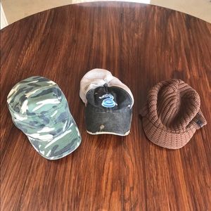 3 hats -one size fits all. See photos